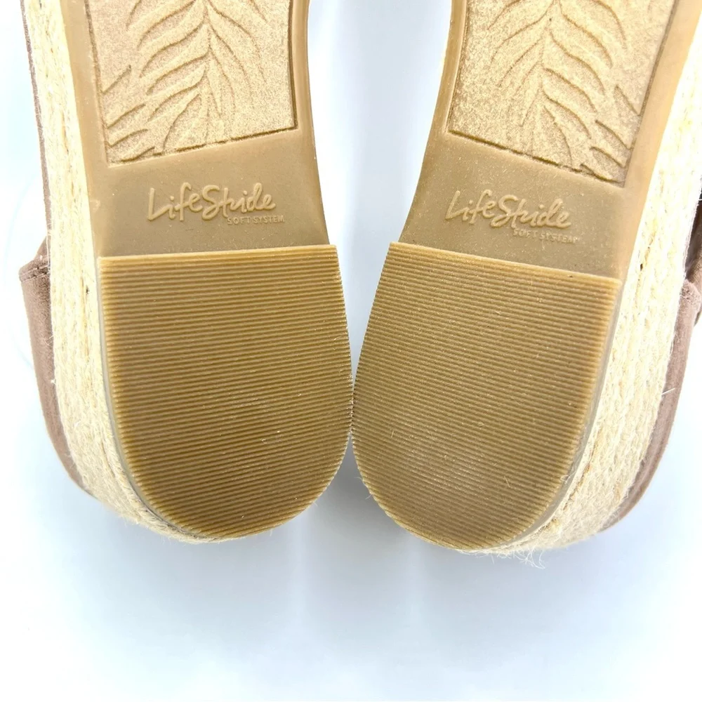 LifeStride Womens Size 9.5 Siesta Brown Espadrilles Wedges‎ Sandals Shoes NEW